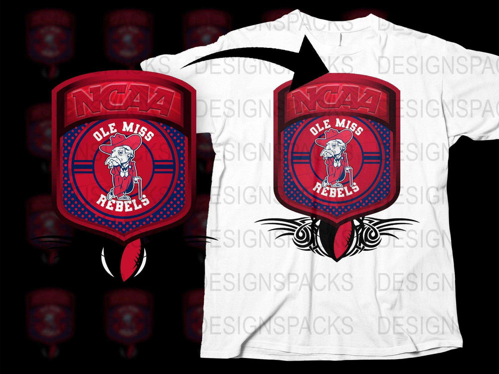 Ole Miss Rebels NCAA Logo Red Drink Coasters and Graphic T-Shirt Set, Fan Merchandise