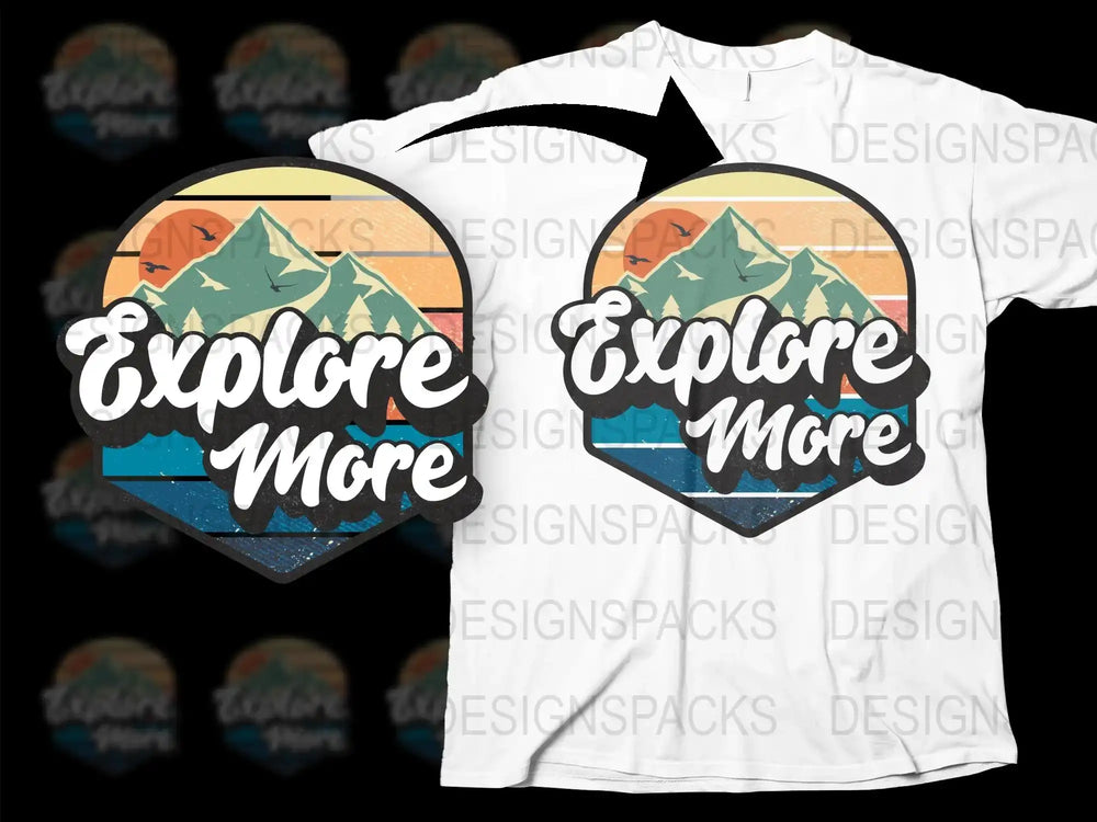 Explore More Mountain Landscape T-Shirt, Nature Lover Graphic Tee, Outdoor Adventure, Unisex Cotton Shirt