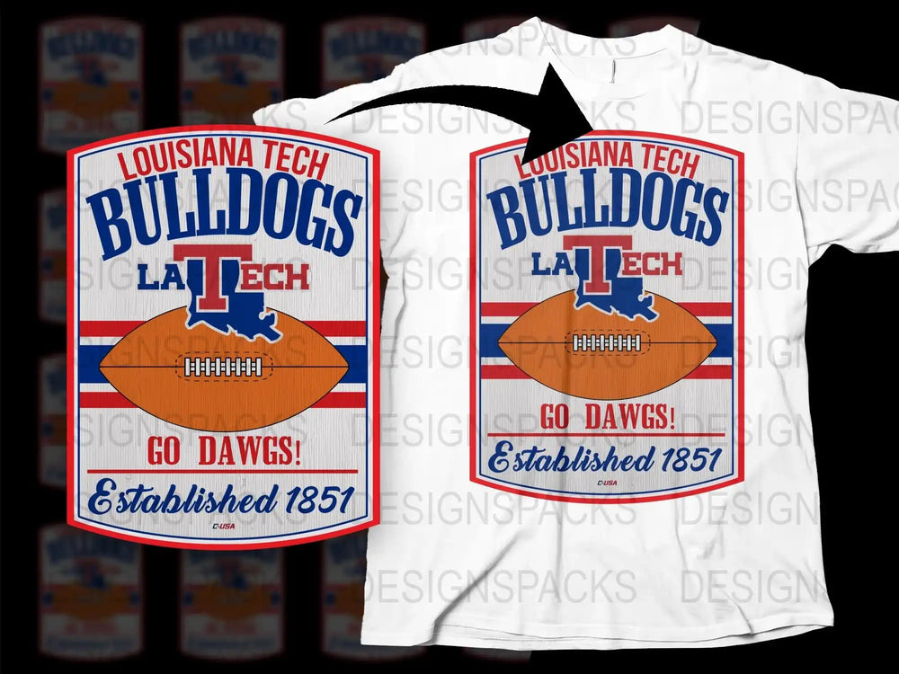 Louisiana Tech Bulldogs T-Shirt, LA Tech Football Graphic Tee, Vintage Style College Apparel, Men's and Women's Sizes Available