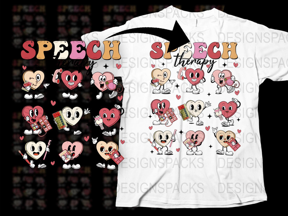 Speech Therapy T-Shirt, Cute Heart and Speech Bubble Graphics, Comfortable Cotton Tee, Fun Educational Gift