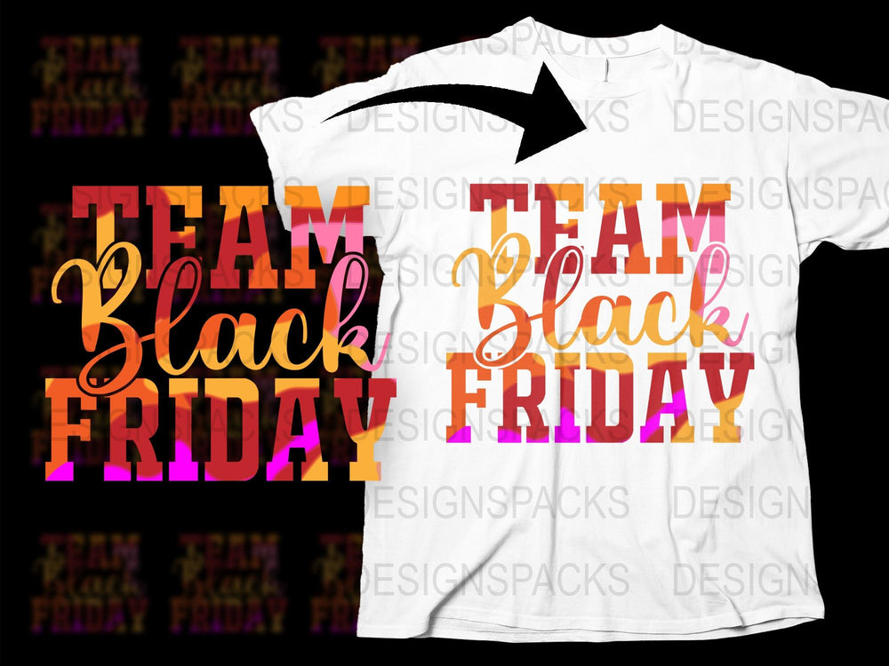 Team Black Friday T-Shirt, Colorful Text Design, Casual Wear, Group Event Tee, Bold Graphics