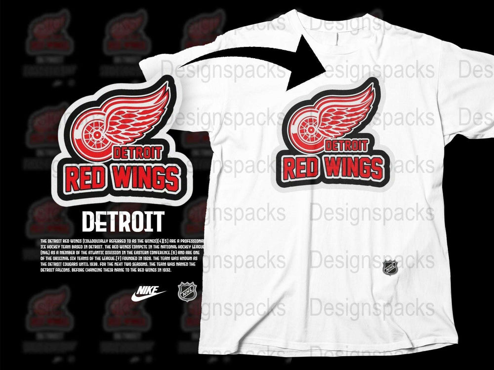 Detroit Red Wings T-Shirt, NHL Sports Team Logo Tee, Vintage Style White Cotton Shirt