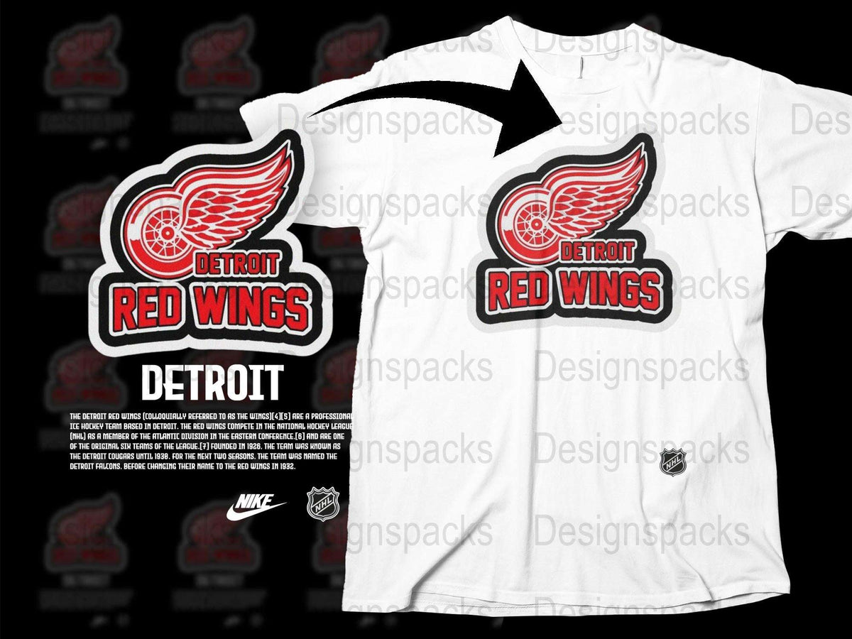 Detroit Red Wings T-Shirt, NHL Sports Team Logo Tee, Vintage Style White Cotton Shirt