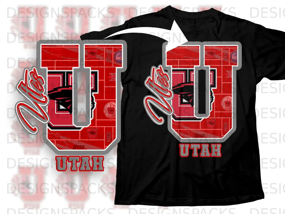 Utah Utes Red and Black Graphic Tee Shirt