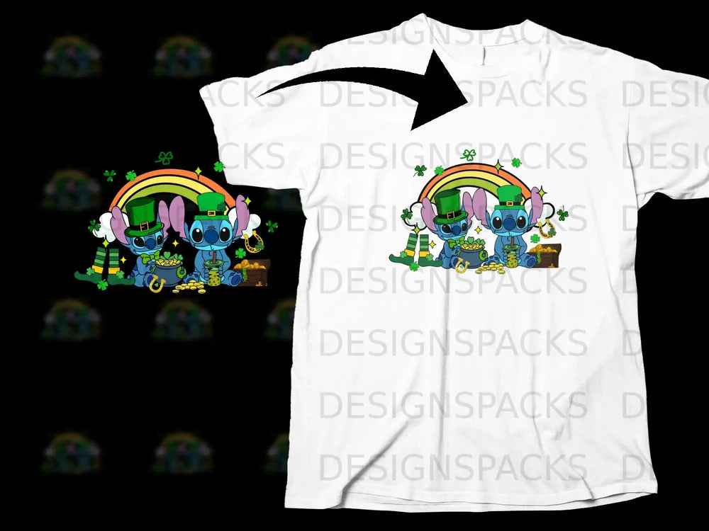 Stitch Leprechaun Rainbow Shamrocks Gold Pot product type