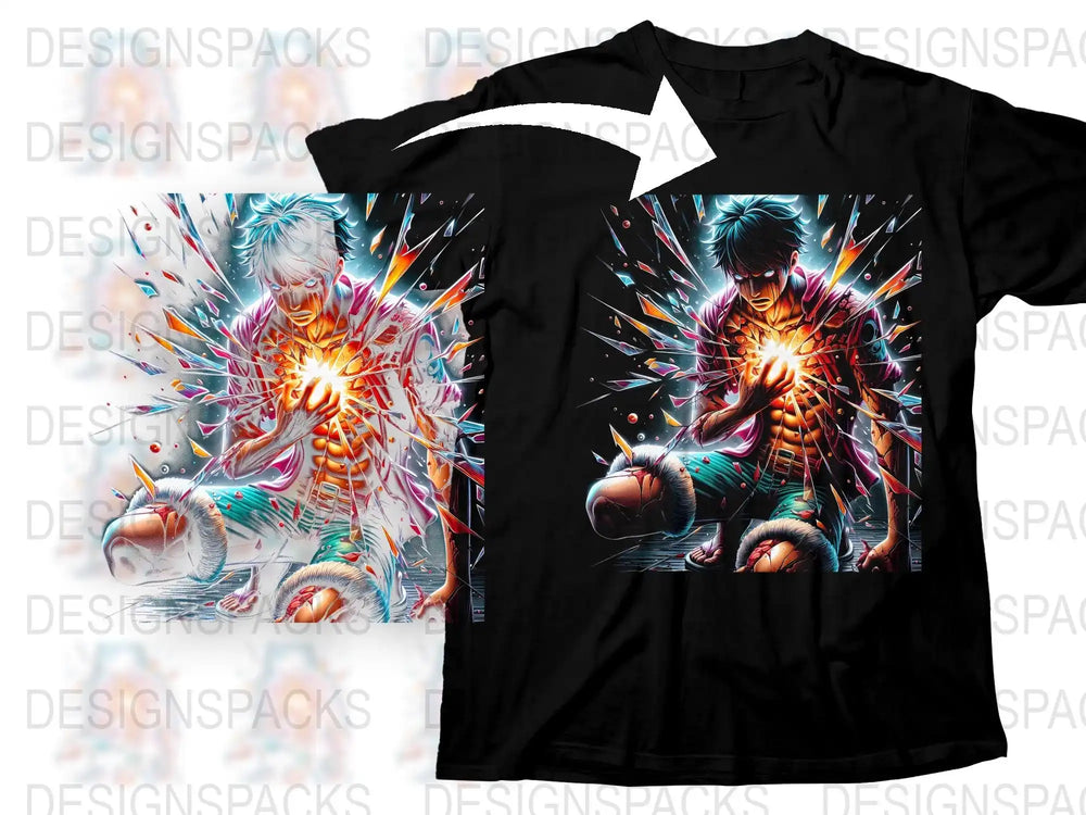 Colorful Anime Graphic T-Shirts, Vibrant Neon Glowing Art Printed Tees, Unisex Fashion Tops, Unique Manga Inspired Apparel
