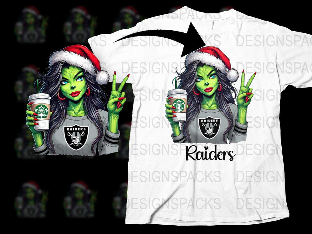 Fantasy Football Fan T-Shirt, Raiders Christmas Elf Design, Women's Holiday Apparel, Unique Gift Idea