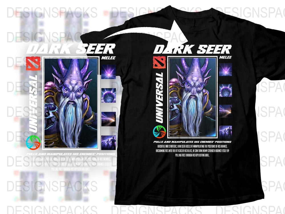 Dark Seer Dota Inspired T-Shirt, Men's Gaming Tee, Fantasy Character, Graphic Black Shirt, Unique Gamer Gift, Melee Universal