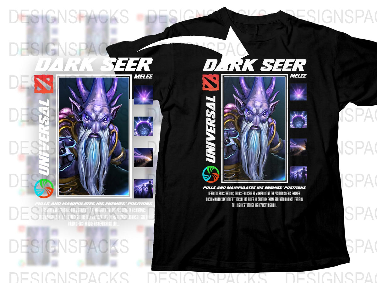 Dark Seer Dota Inspired T-Shirt, Men's Gaming Tee, Fantasy Character, Graphic Black Shirt, Unique Gamer Gift, Melee Universal