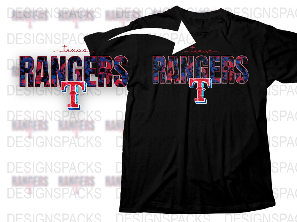 Texas Rangers T-Shirt, Sports Fan Gear, Red Blue Logo, Men's Baseball Tee, Casual Wear