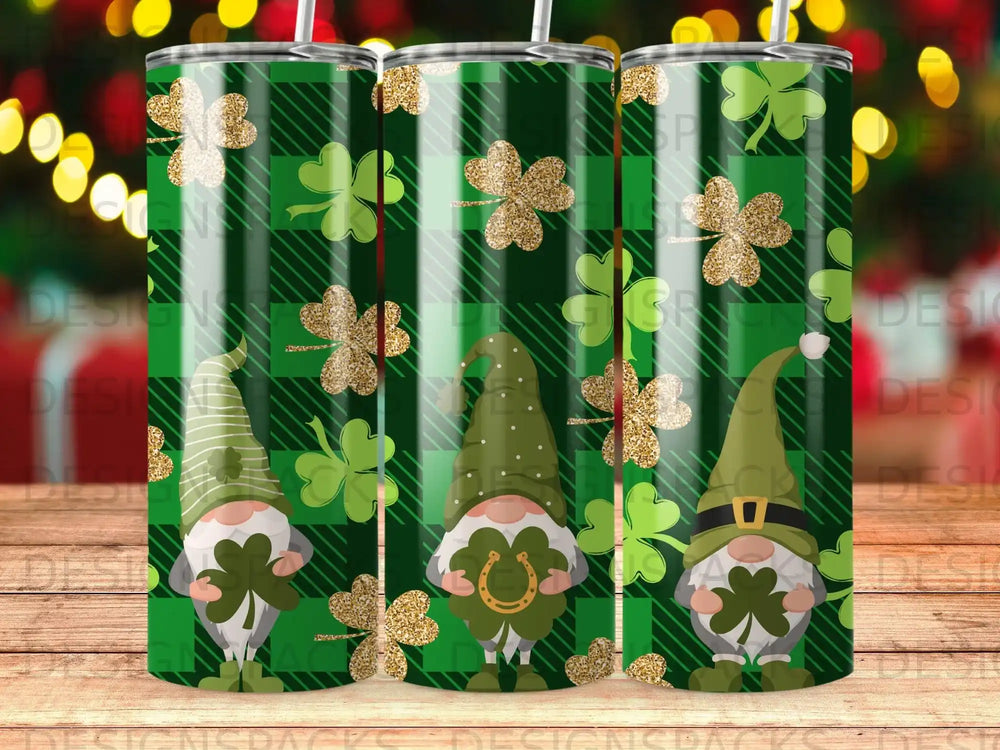 Lucky St Patrick Gnomes Green Plaid Glitter Shamrocks product type