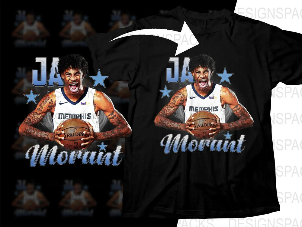 Superestrella de Baloncesto Ja Morant Memphis Grizzlies Gráfico Bootleg Png Descarga Digital