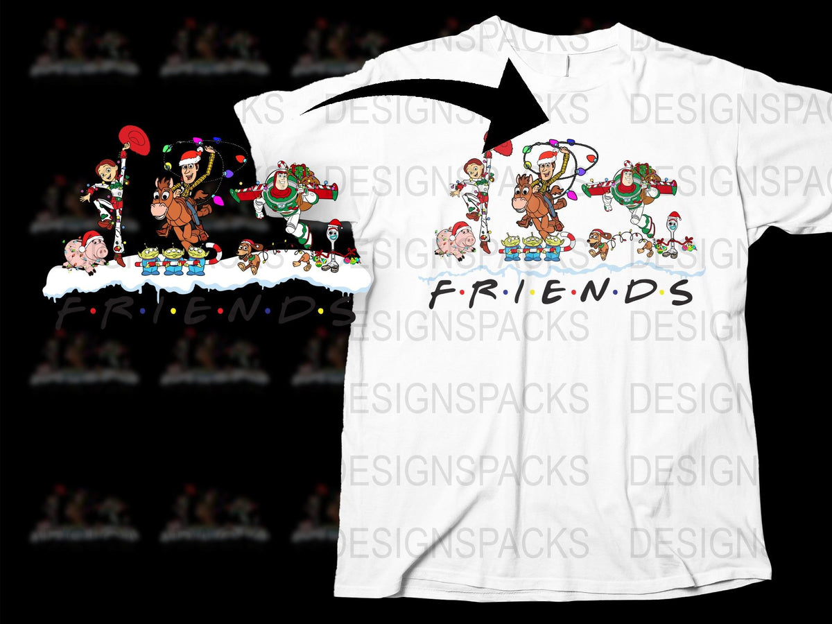 Friends TV Show Christmas T-Shirt, Holiday Santa Hat Central Perk Tee, Unisex Graphic Shirt