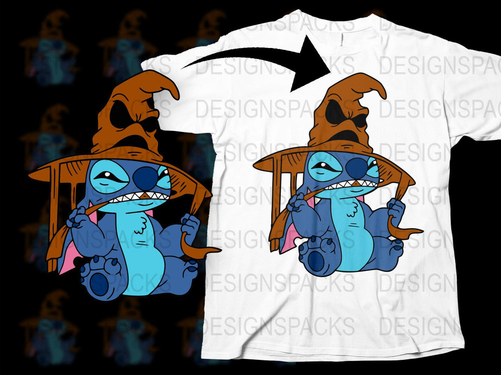 Stitch Halloween T-Shirt, Spooky Cartoon Character Shirt, Cute Alien Graphic Tee, Unisex Adult and Kids Sizes