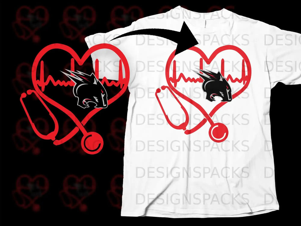 Heartbeat Rabbit Stethoscope Design T-Shirt For Sale