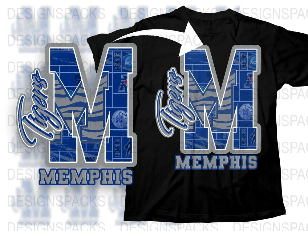 Memphis Themed T-Shirt Bold Blue Letter Design Stylish Casual Wear Unisex Top