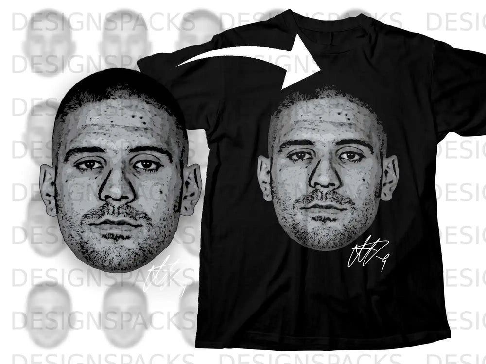 Large Face Print T-shirt with Signature Design