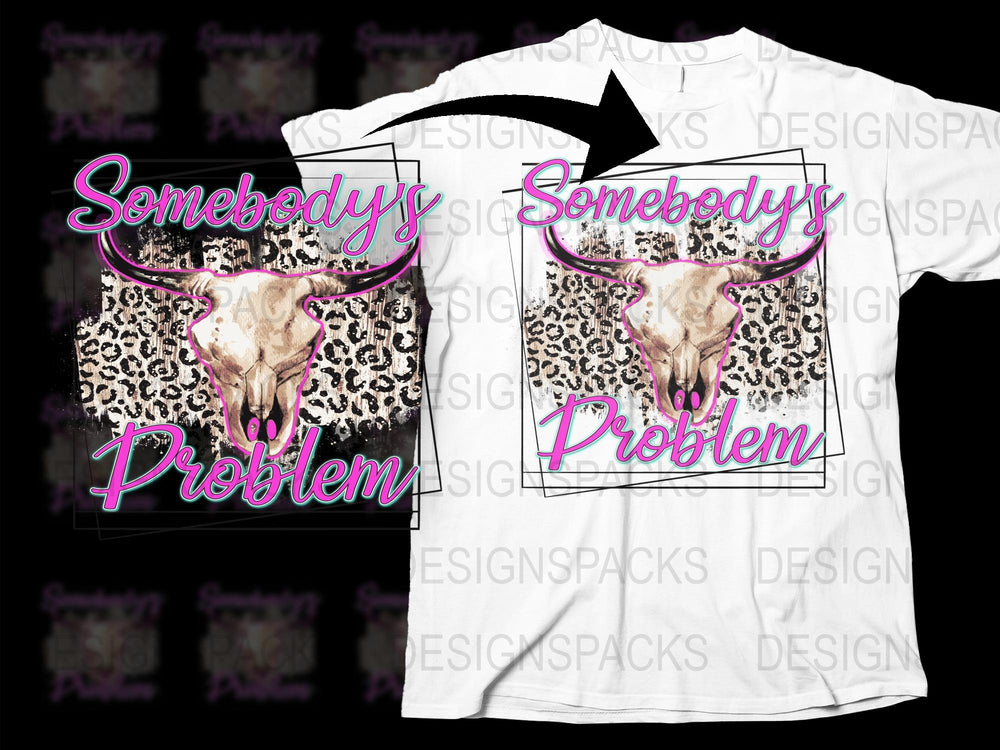 Trendy Leopard Print Skull T-Shirt, Bold Graphic 'Somebody’s Problem', Stylish Casual Wear, Unisex Fashion Top