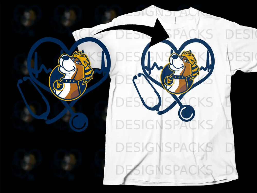 Heartbeat Stethoscope Dog Design T-shirt