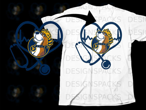 Heartbeat Stethoscope Dog Design T-shirt