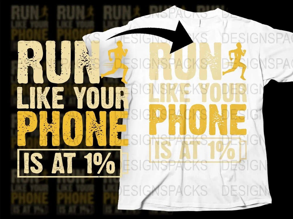 Run Like Your Phone is at 1% T-Shirt, Funny Running Shirt, Fitness Tee, Motivational Workout Gear, Unisex Cotton Top
