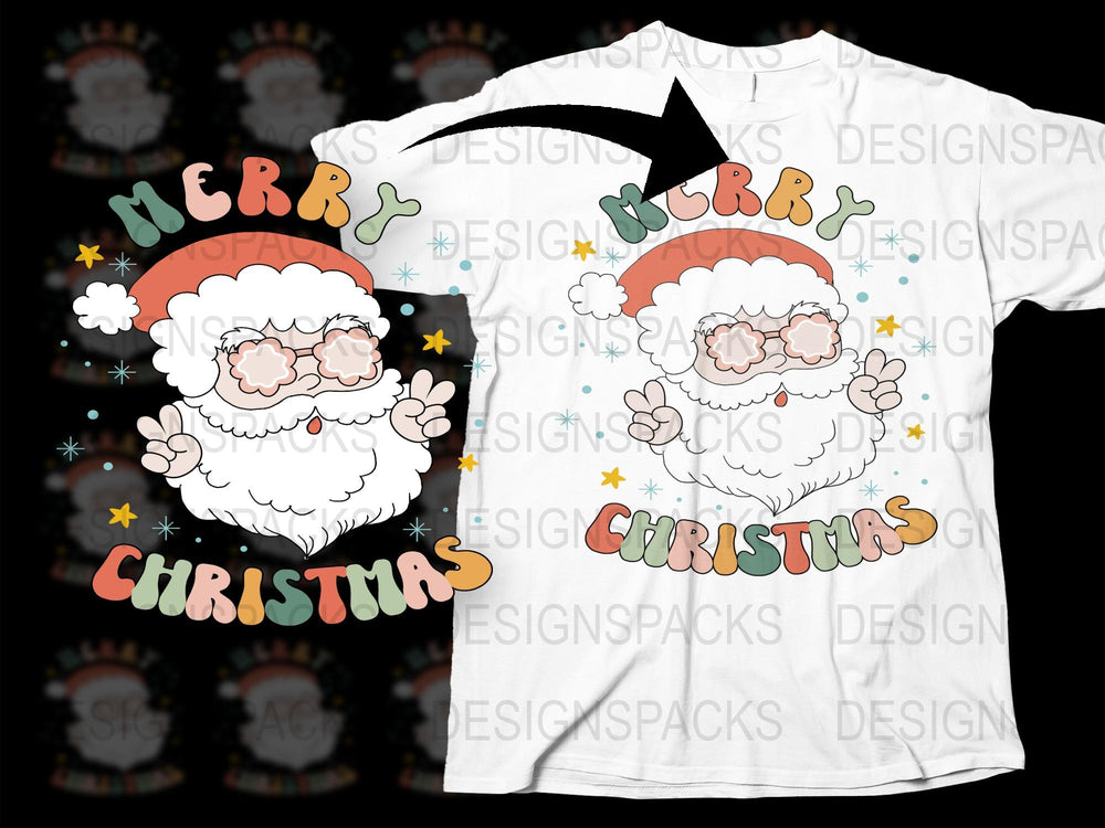 Merry Christmas Santa T-Shirt, Festive Holiday Graphic Tee, Unisex Kids and Adults Sizes Available