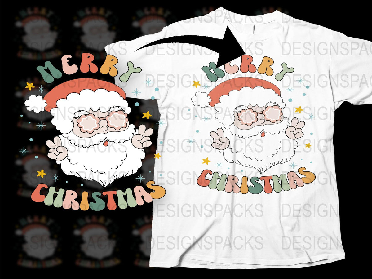 Merry Christmas Santa T-Shirt, Festive Holiday Graphic Tee, Unisex Kids and Adults Sizes Available