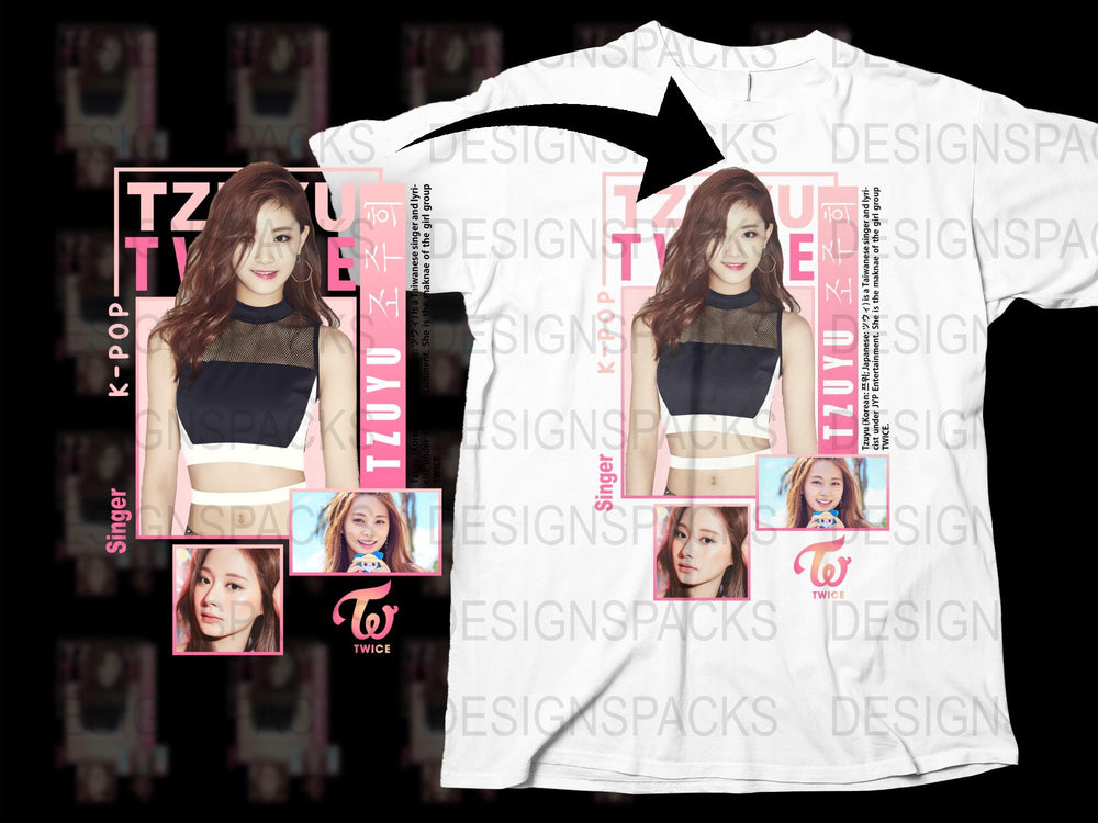 K-Pop TWICE Tzuyu Graphic T-Shirt, Unisex Fan Merch, Korean Pop Idol Tee, Trendy Music Pop Culture Apparel