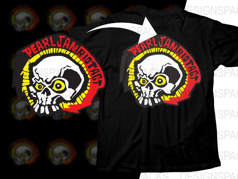 Pearl Jam Riot Act skull design for DTF DTG t-shirt printing, print-ready PNG SVG