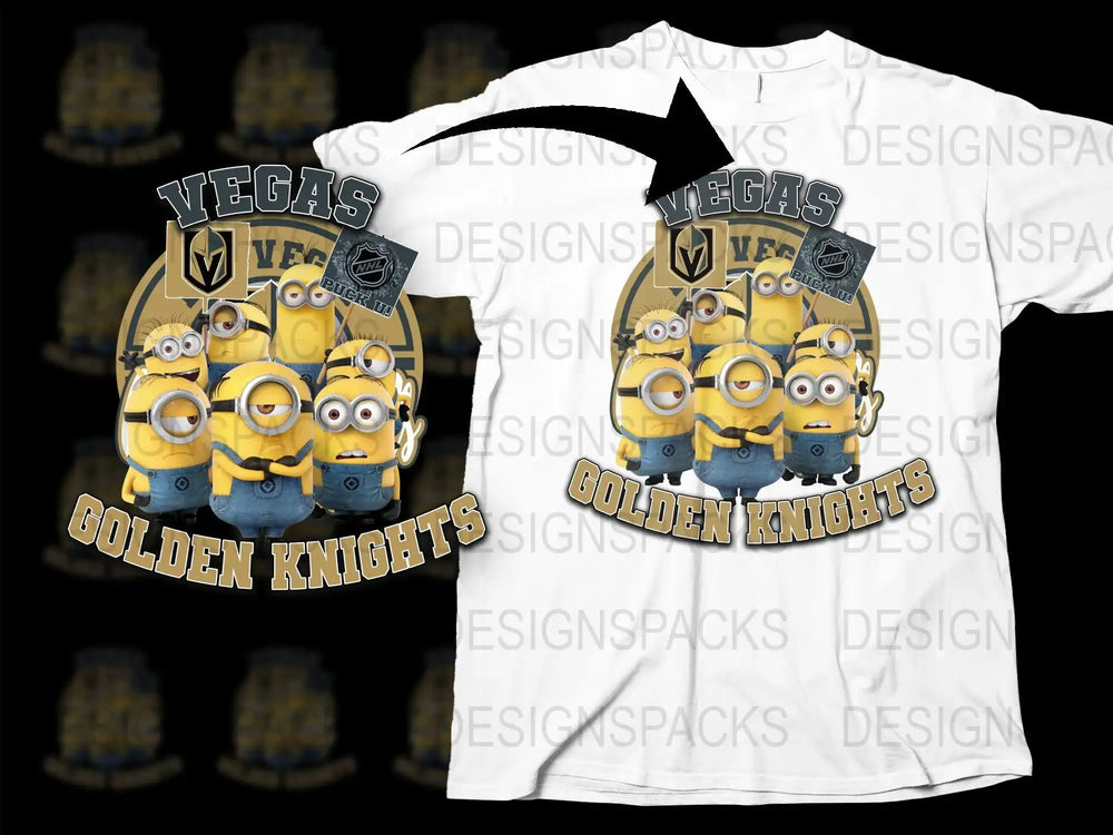 Minions Vegas Golden Knights NHL fan t-shirt design, print-ready for DTF DTG
