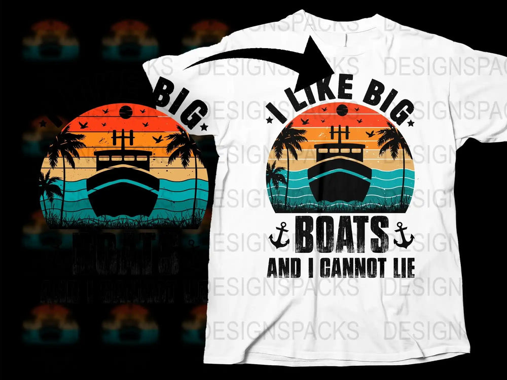 Big Boats And I Cannot Lie T-Shirt, Sunset Nautical Graphic Tee, Summer Beach Style Shirt, Unisex Fashion Top