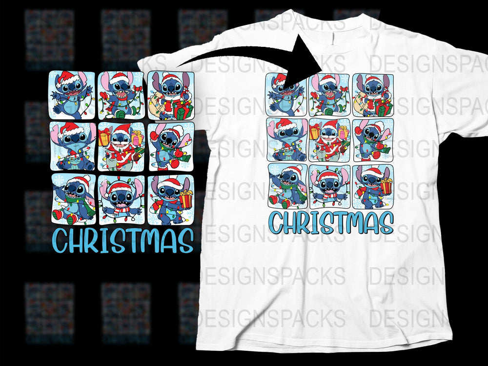 Christmas Stitch T-Shirt, Cute Holiday Graphic Tee, Disney Inspired, Unisex Sizes Available, Family Matching Shirts