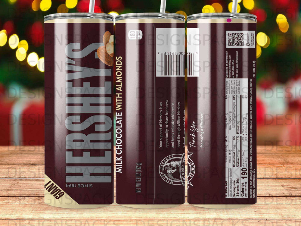 Hershey's Milk Chocolate with Almonds bar, 6.8 oz, with nutrition facts.