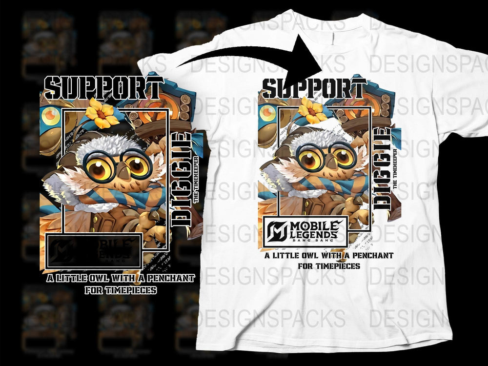 Mobile Legends Gamer T-Shirt, Support Role Owl Graphic, Unisex Gaming Tee, Unique Player Gift