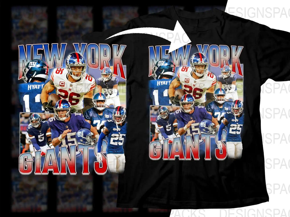 New York Giants football team collage design for t-shirt, print-ready DTF/DTG bundle