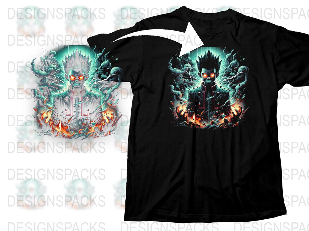 Men's Graphic Tee Fire Demon Design, Cool Dark Fantasy T-Shirt, Unique Fiery Monster Print Shirt