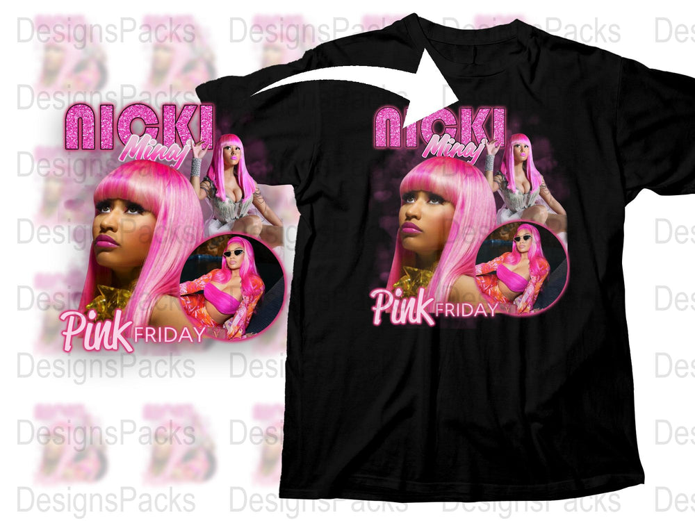 Nicki Minaj Pink Friday Themed Graphic T-Shirt, Stylish Hip Hop Merchandise, Vibrant Fan Apparel