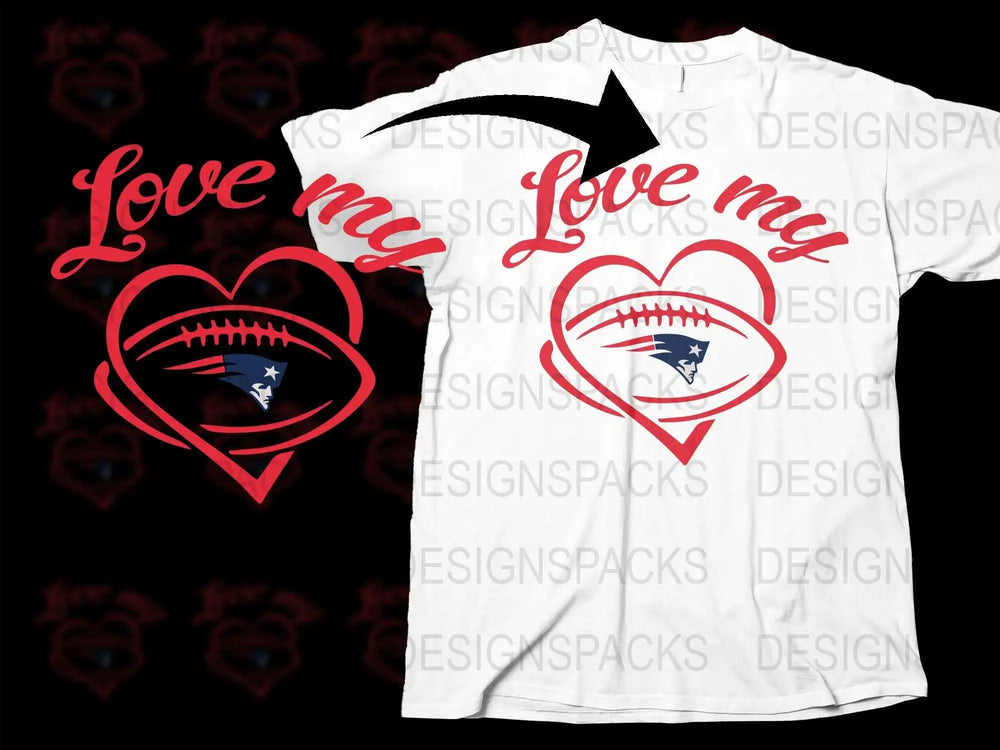 Love My Team Sports T-Shirt New England Football Fan Graphic Tee Unisex Apparel Gift