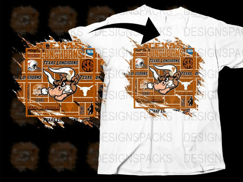 Texas Longhorns T-Shirt, Vintage Sports Logo, College Football, NCAA Fans Gear, Burnt Orange White