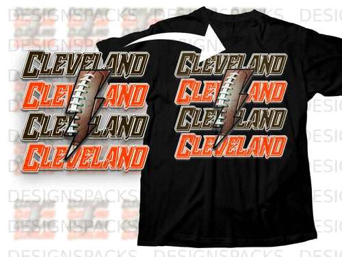 Cleveland Football Graphic Black T-Shirt Football Product
