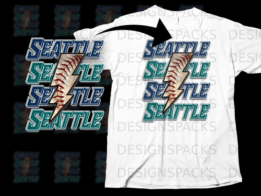 Seattle Lightning Bolt Baseball Graphic Tee