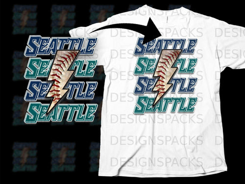 Seattle Lightning Bolt Baseball Graphic Tee