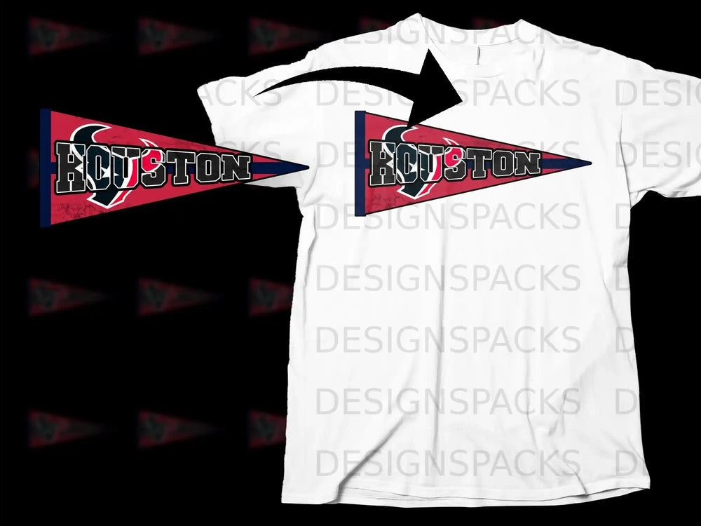 Houston Texans Pennant Design Graphic T-Shirt