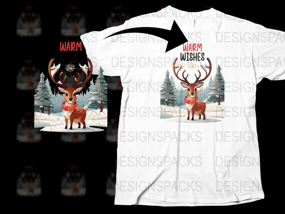 Festive Christmas Reindeer T-Shirt, Warm Wishes Holiday Tee, Cozy Winter Apparel, Unisex Gift Idea