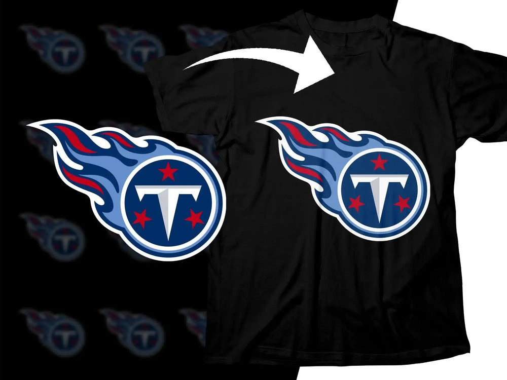Tennessee Titans logo design on black t-shirt, print-ready for DTF/DTG