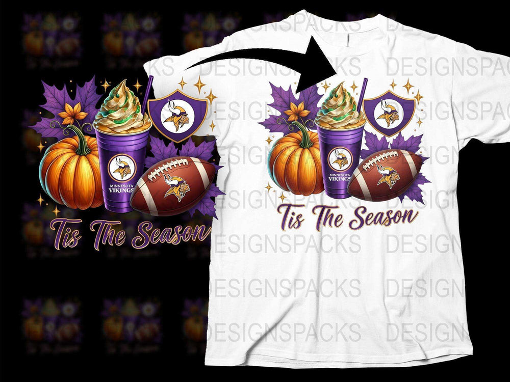 Festive Fall T-Shirt, Pumpkin Spice, Football Season, Minnesota Vikings, Autumn Tee