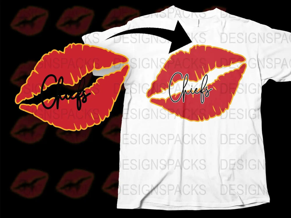 White Graphic T-Shirt with Red Lips and Black 'Chief' Text Design, Trendy Casual Wear