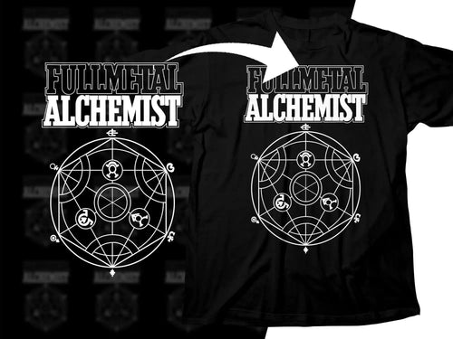 Fullmetal Alchemist t-shirt with alchemy circle design, print-ready for DTG or DTF