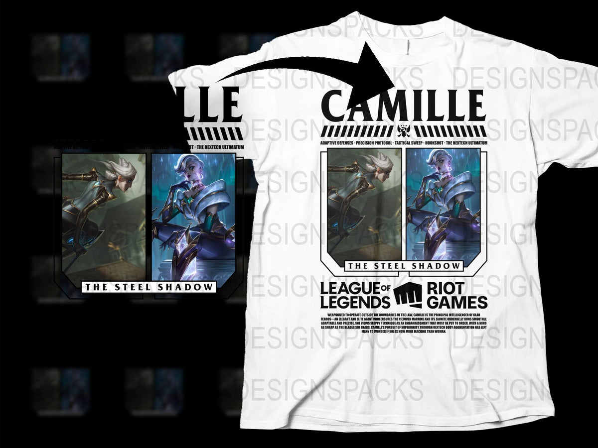 League of Legends Camille T-Shirt, The Steel Shadow Gamer Tee, Riot Games Official Merchandise