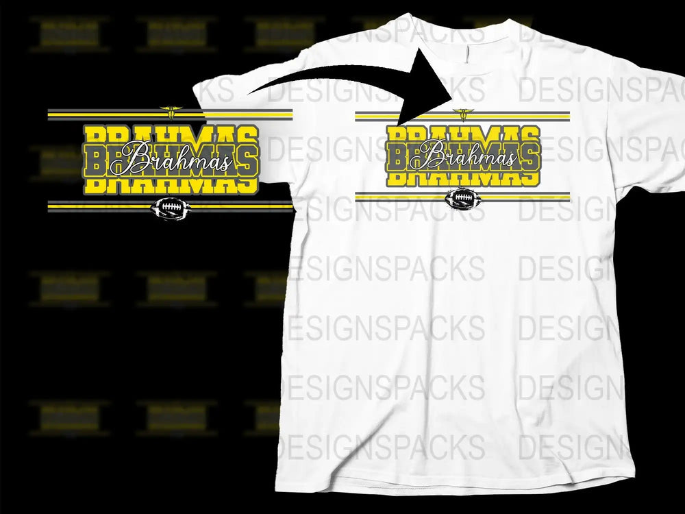 Brahmas Football Team Graphic Cotton Png Digital Download